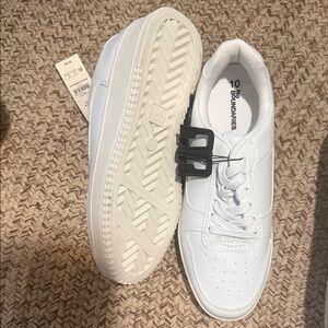 Classic White Sneakers with Cream Soles